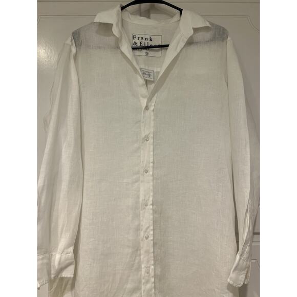 Frank & Eileen Hunter White Linen Shirt Dress Button Front Size Small $398 - Picture 4 of 9